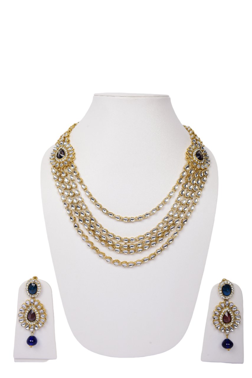 Namokriti Designer Multi-Strand Kundan Necklace Set with Earrings | Wedding & Festive Wear